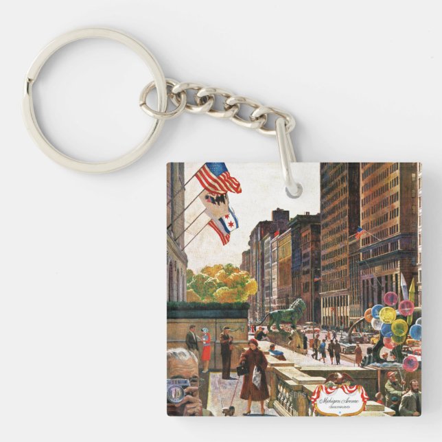 Michigan Avenue, Chicago by John Falter Key Ring (Front)
