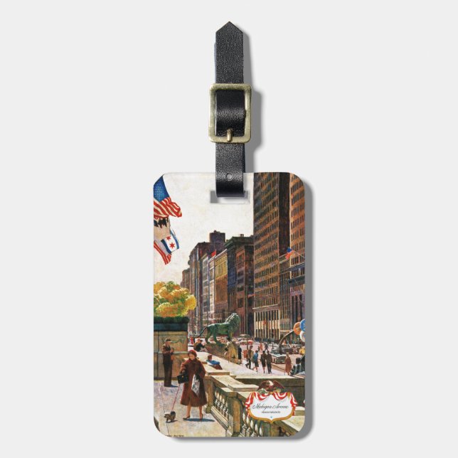 Michigan Avenue, Chicago by John Falter Luggage Tag (Front Vertical)