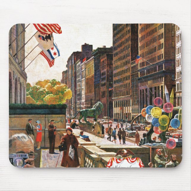 Michigan Avenue, Chicago by John Falter Mouse Mat (Front)