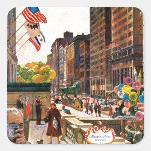 Michigan Avenue, Chicago by John Falter Square Sticker