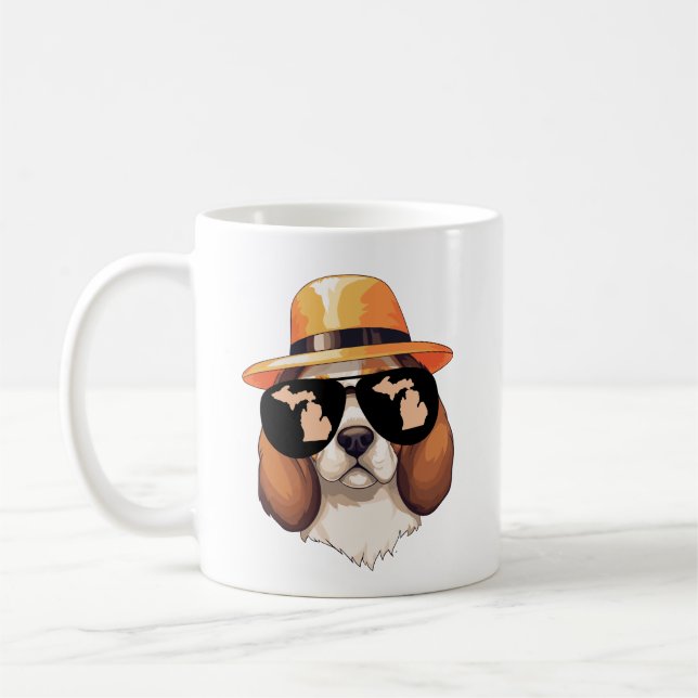Michigan Beagle Wearing Sunglasses Coffee Mug (Left)