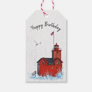 Michigan Big Red Lighthouse Gift Tags