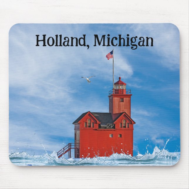Michigan "Big Red" Lighthouse Mouse Mat (Front)