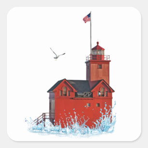 Michigan Big Red Lighthouse  Square Sticker