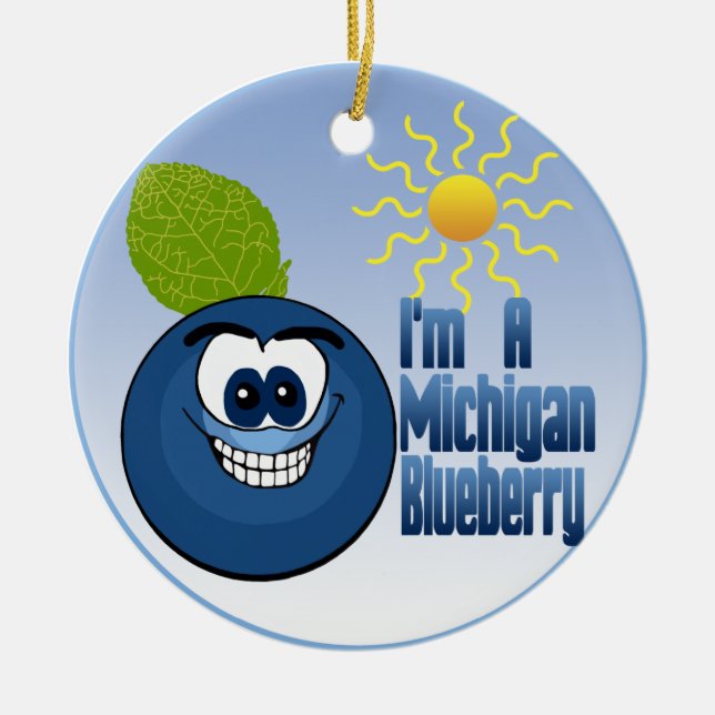 Michigan Blueberry Ceramic Tree Decoration (Front)