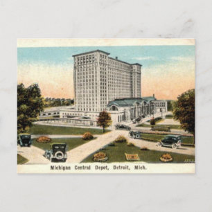 Michigan Central Depot Detroit Michigan Vintage Po Postcard