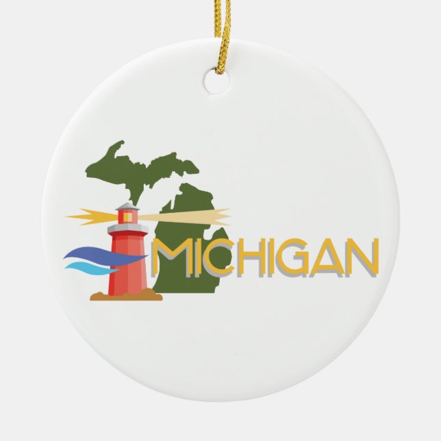 Michigan Ceramic Tree Decoration (Front)
