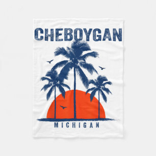 Michigan Cheboygan Ocean Surfing Surfboarding Fleece Blanket