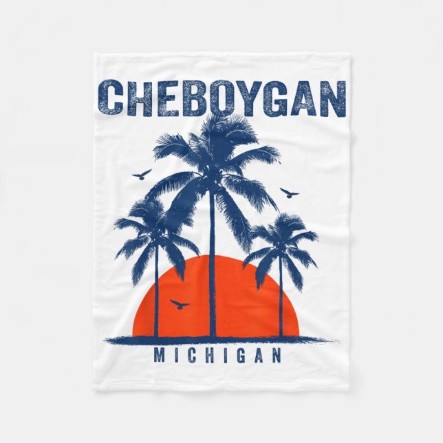 Michigan Cheboygan Ocean Surfing Surfboarding  Fleece Blanket (Front)