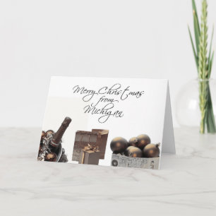 Michigan Christmas Card with ornaments