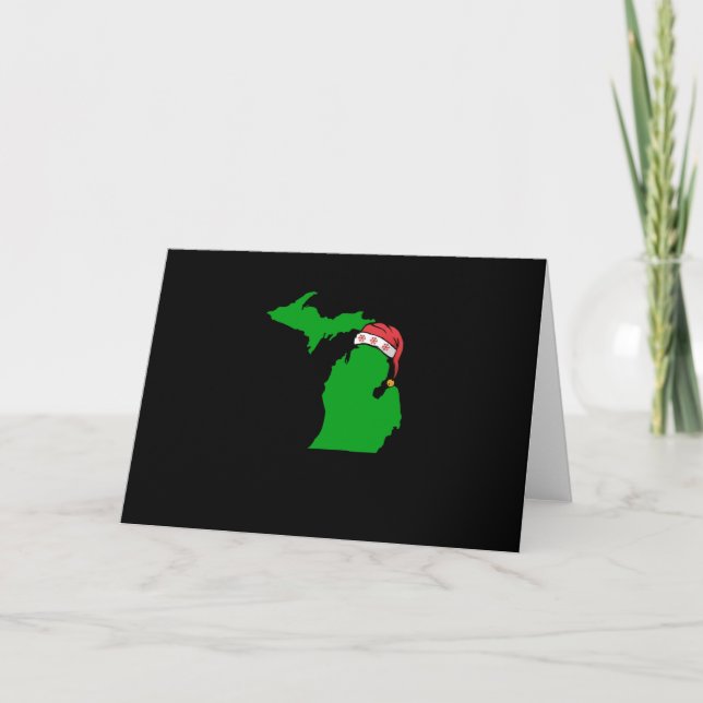Michigan Christmas Cute Christmas Gift Green US Card (Front)