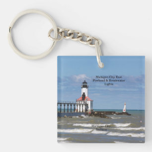 Michigan City East Pier & Bkw Lights  key chain