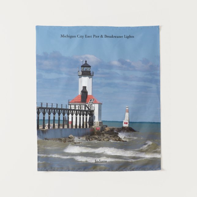 Michigan City East Pierhead & Bkw Lights tapestry (Front)