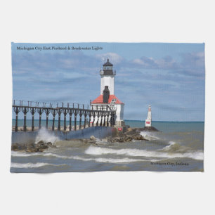 Michigan City East Pierhead & Bkw Lights towel