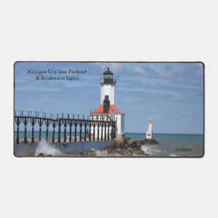 Michigan City East Pierhead & Breakwater Lights Desk Mat