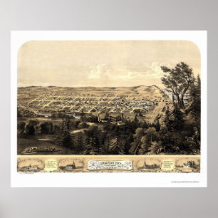 Michigan City, IN Panoramic Map - 1869a Poster