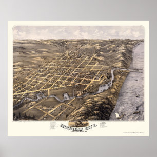 Michigan City, IN Panoramic Map - 1869b Poster