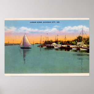 Michigan City Indiana Harbour Scene Poster