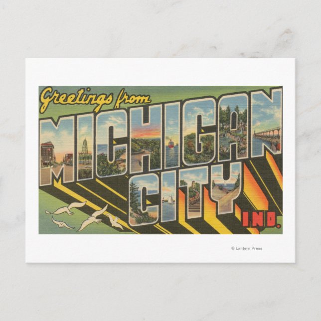 Michigan City, Indiana - Large Letter Scenes Postcard (Front)