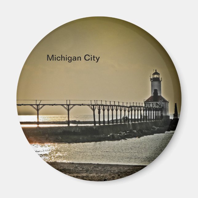 Michigan City Indiana Lighthouse Magnet (Front)