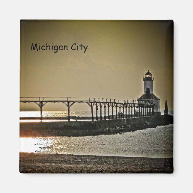 Michigan City Indiana Lighthouse Magnet (Front)