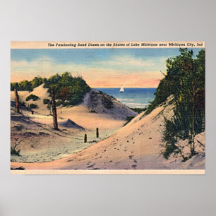 Michigan City Indiana Sand Dunes 1940 Poster