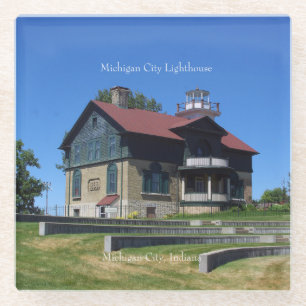 Michigan City Lighthouse glass coaster