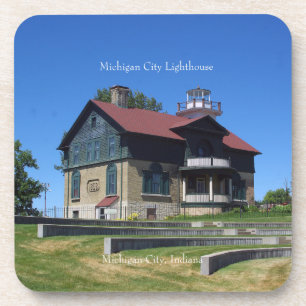 Michigan City Lighthouse set of 6 plastic coasters
