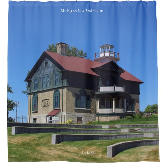Michigan City Lighthouse shower curtain (Front)