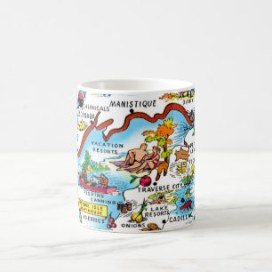 Michigan Colourful Map Coffee Mug