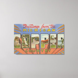 Michigan (Copper County) - Large Letter Scenes Canvas Print