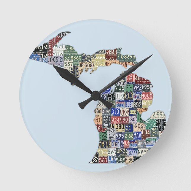 Michigan Counties License Plate Art Wall Clock (Front)