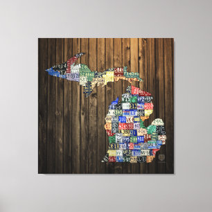 Michigan Counties License Plate Map Canvas 2014