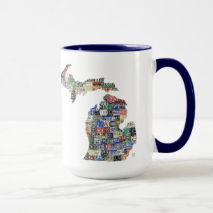 Michigan Counties License Plate Map Ringer Mug