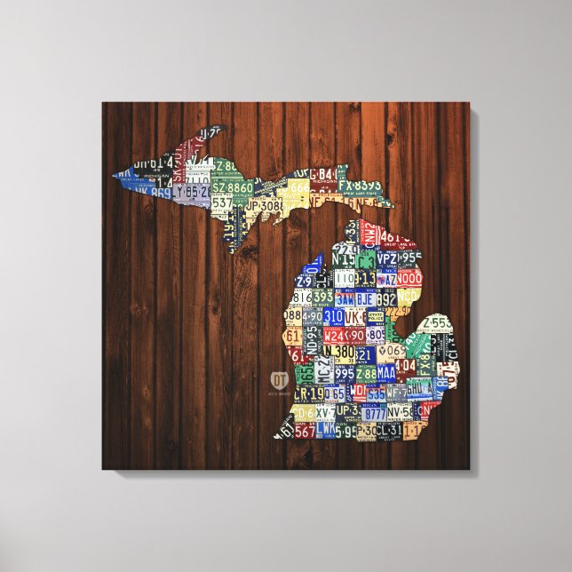 Michigan Counties License Plate Map Wrapped Canvas (Front)