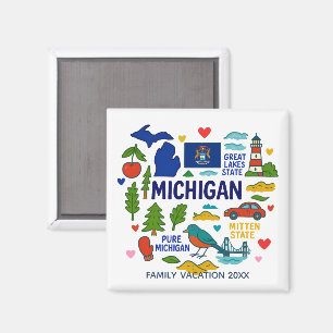 Michigan Custom Family Trip Keepsake Magnet