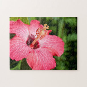 Michigan, Dearborn. Detail Of Pink Hibiscus Jigsaw Puzzle