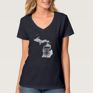 Michigan Disc Golf State with Basket Distressed Gr T-Shirt