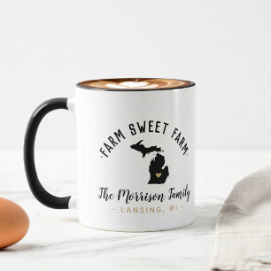 Michigan Farm Sweet Farm Family Monogram Mug