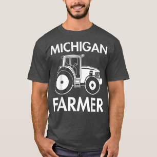 Michigan Farmer Vintage Men Tractor Farm Local Fo T-Shirt