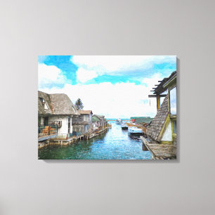 Michigan Fish Town Painting Canvas Print