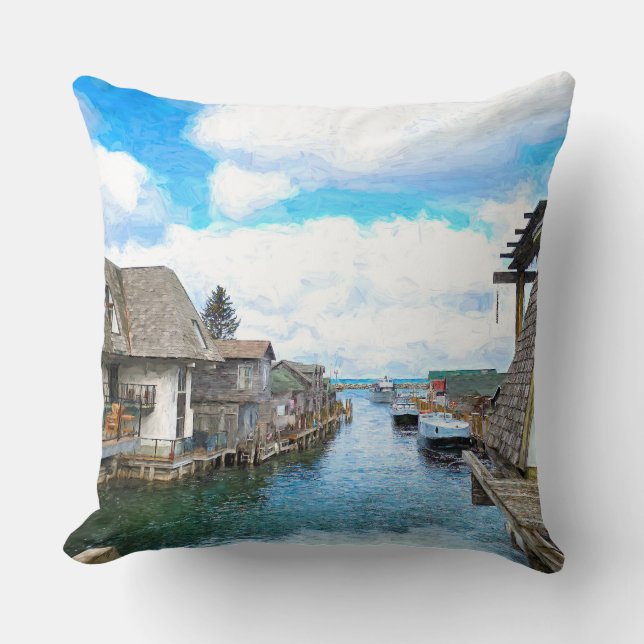 Michigan Fish Town Painting Cushion (Front)