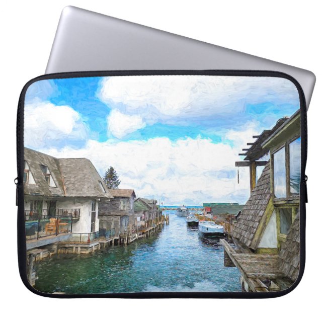 Michigan Fish Town Painting  Laptop Sleeve (Front)