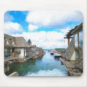 Michigan Fish Town Painting Mouse Pad