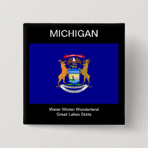 Michigan Flag 15 Cm Square Badge