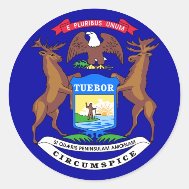 Michigan Flag Classic Round Sticker (Front)