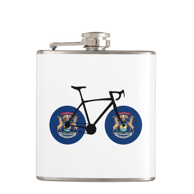 Michigan Flag Cycling Hip Flask (Front)