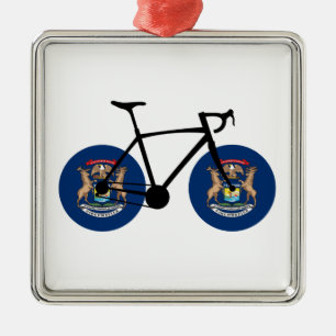 Michigan Flag Cycling Metal Tree Decoration