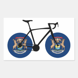 Michigan Flag Cycling Rectangular Sticker