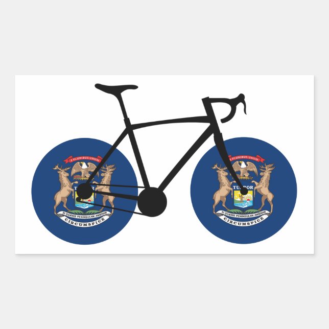  Michigan Flag Cycling Rectangular Sticker (Front)